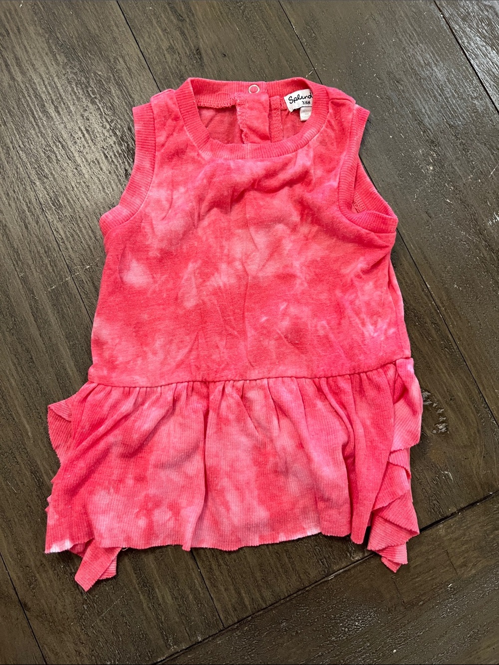 Splendid Girls' Coral Pink Tie-Dye Ruffle Tank